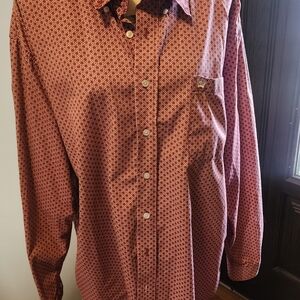 Cinch Men's Burgundy Patterned Button Down Shirt